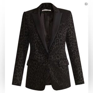 VERONICA BEARD Black Ashburn Leopard Animal Print Dickey Jacket NWOT. Size 8.